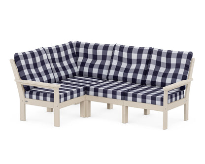POLYWOOD® Vineyard 4-Piece Sectional in Sand / Buffalo Plaid Navy