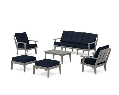 POLYWOOD® Mission 6-Piece Lounge Sofa Set in Slate Grey / Marine Indigo