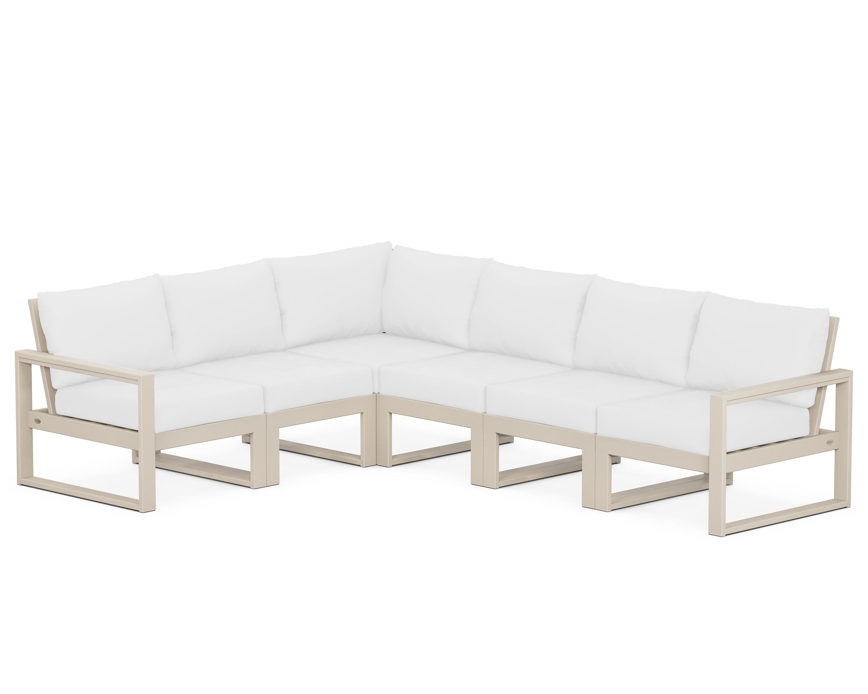 POLYWOOD® EDGE 6-Piece Modular Deep Seating Set in Sand / Natural