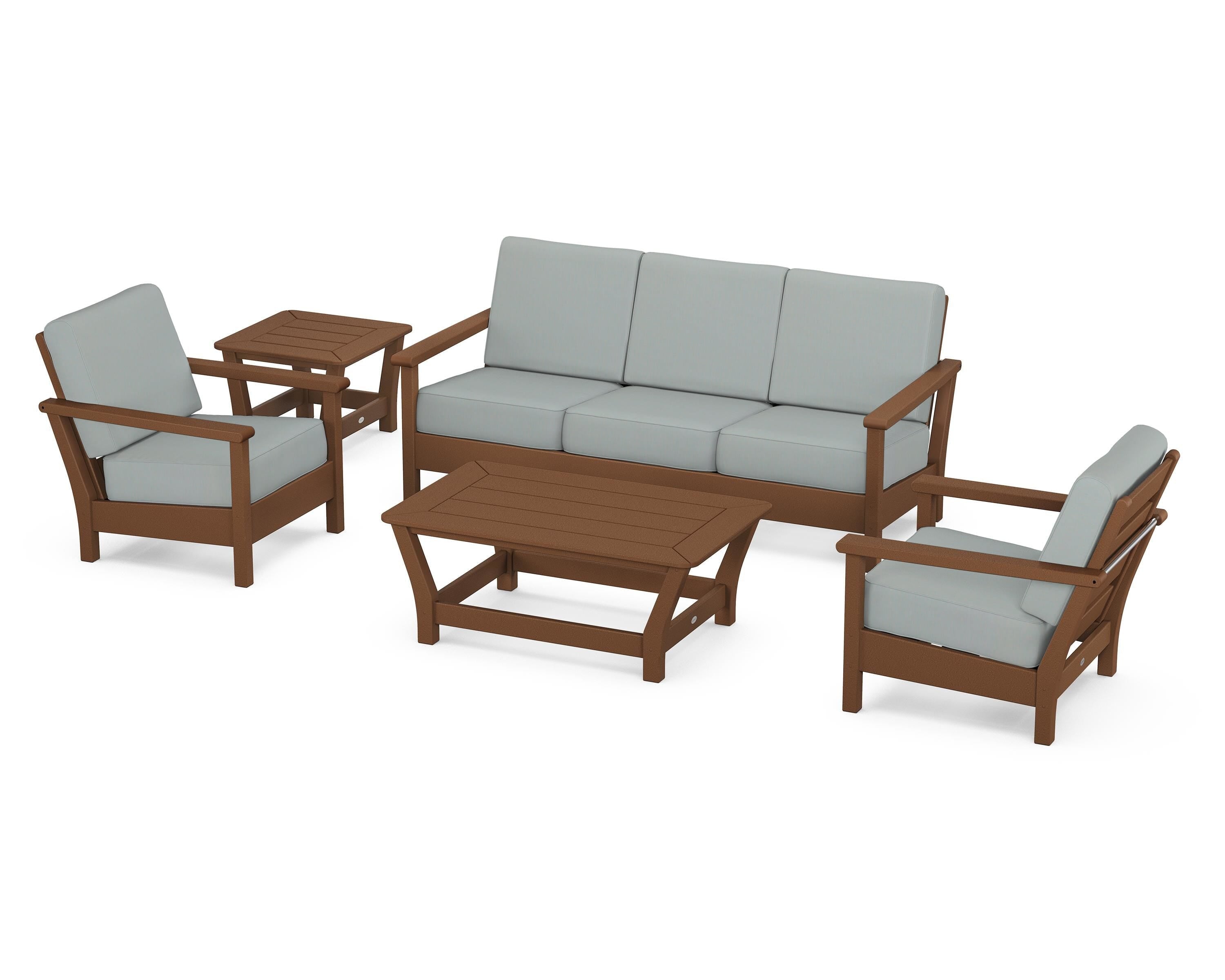 POLYWOOD® Harbour 5-Piece Deep Seating Set in Teak / Spa