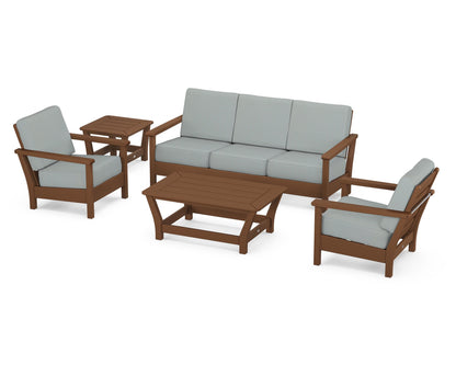 POLYWOOD® Harbour 5-Piece Deep Seating Set in Teak / Spa