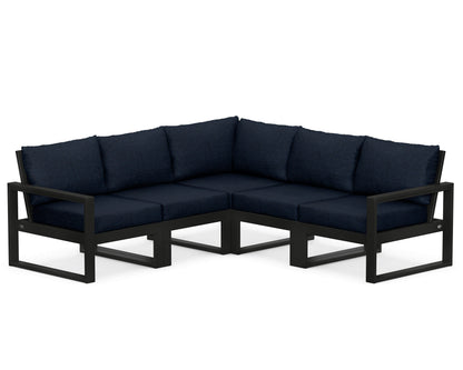 POLYWOOD® EDGE 5-Piece Modular Deep Seating Set in Black / Marine Indigo