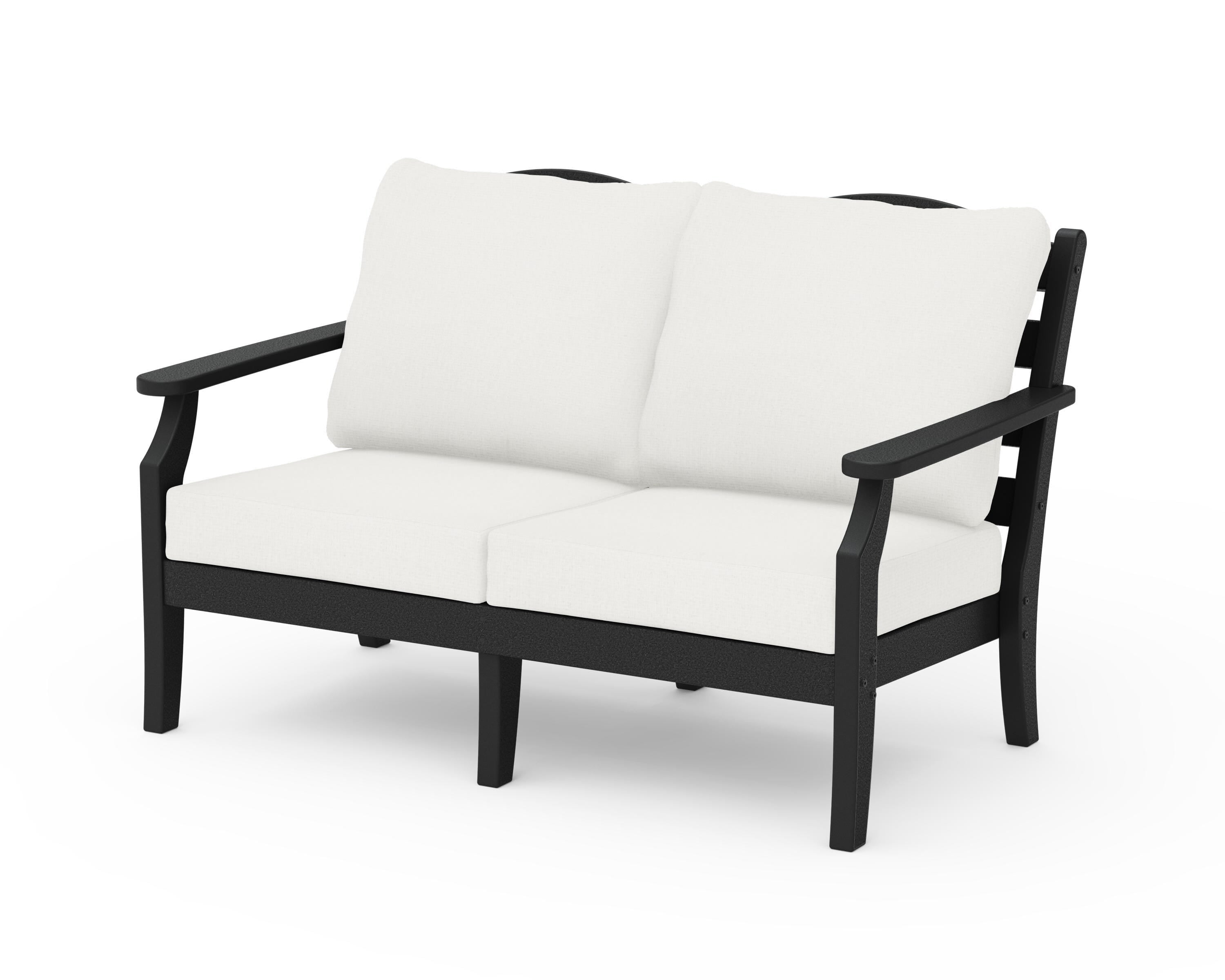 Draper James™ by  POLYWOOD® Savannah Deep Seating Loveseat in Black / Natural Linen