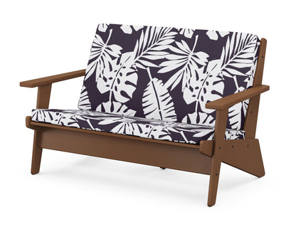 POLYWOOD® Riviera Modern Lounge Loveseat in Teak / Leaf Navy