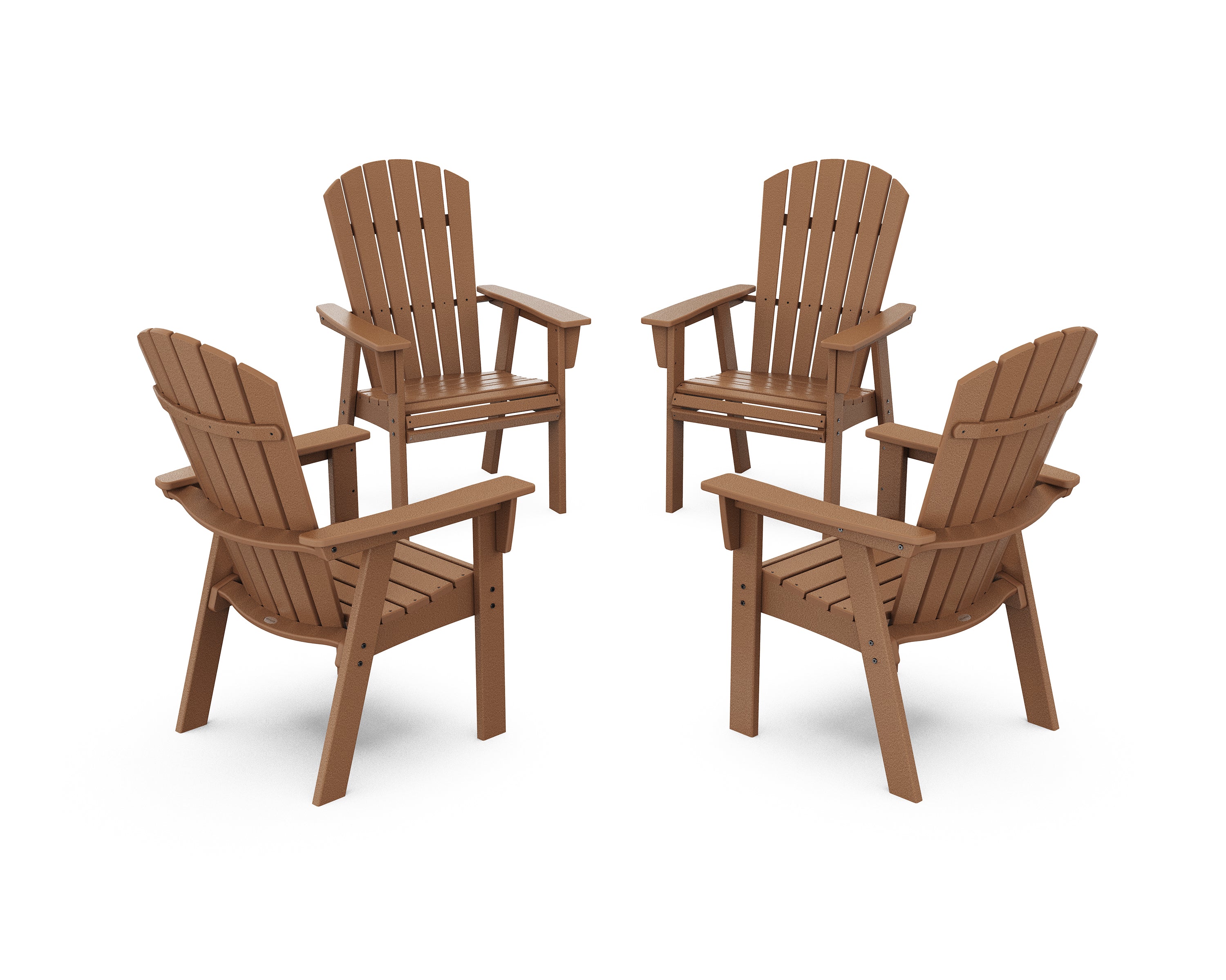 POLYWOOD® Nautical 4-Piece Curveback Upright Adirondack Conversation Set in Teak