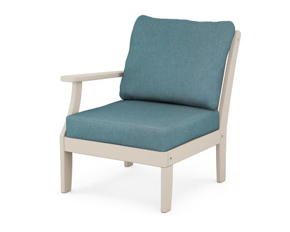 POLYWOOD® Braxton Modular Left Arm Chair in Sand / Ocean Teal