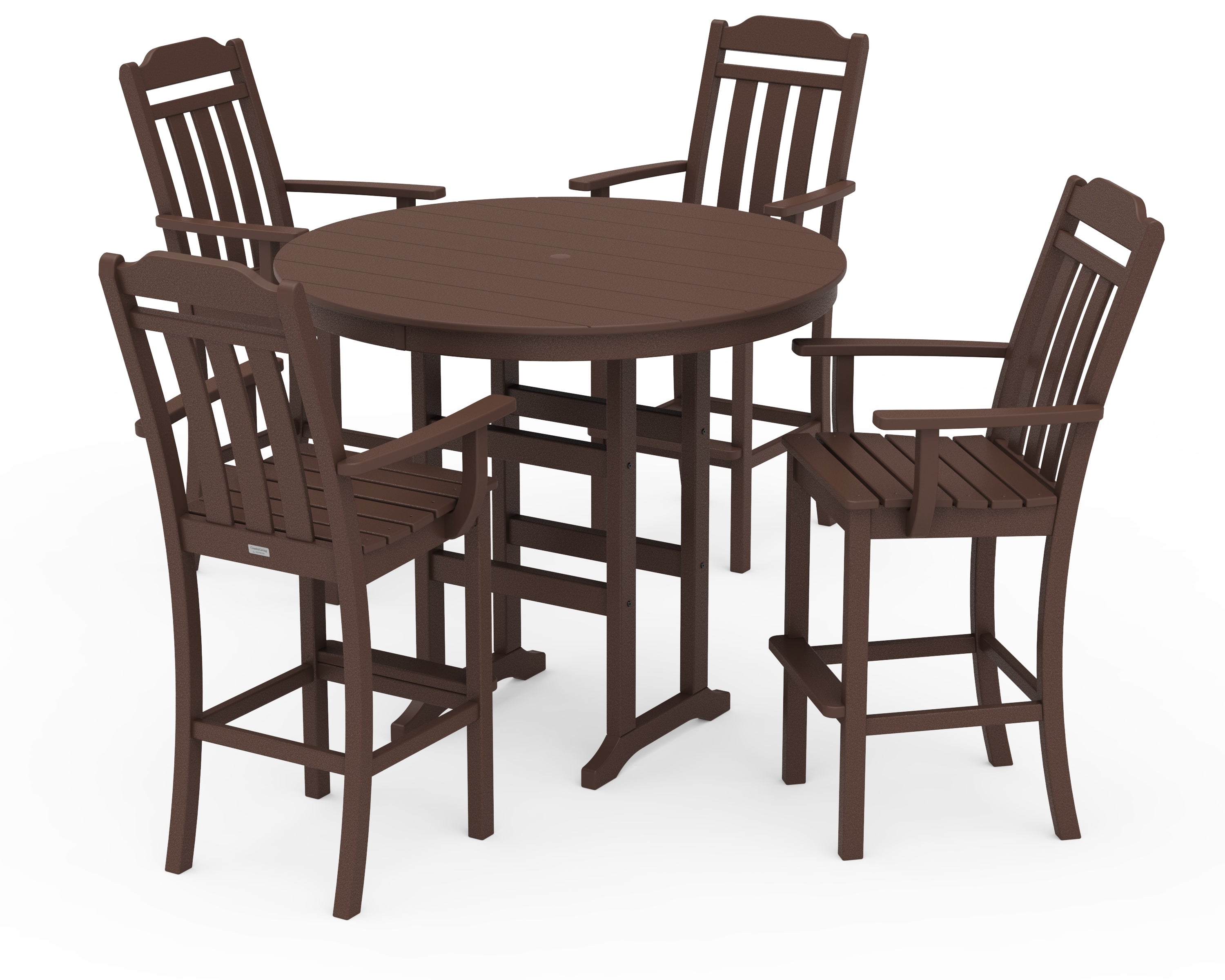 Country Living Cottage 5-Piece Round Farmhouse Bar Set in Mahogany