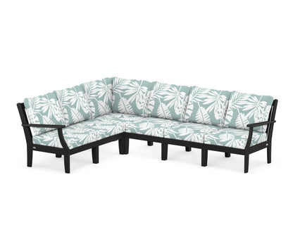 POLYWOOD® Braxton Modular 6-Piece Deep Seating Set in Black / Leaf Glacier Spa