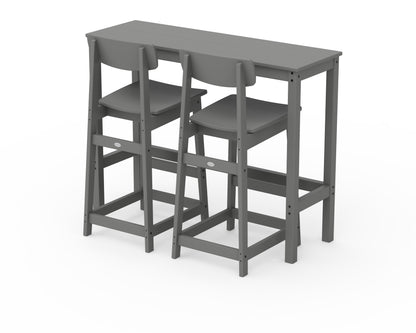 POLYWOOD® Modern Studio Urban Bar Chair 3-Piece Balcony Set in Slate Grey