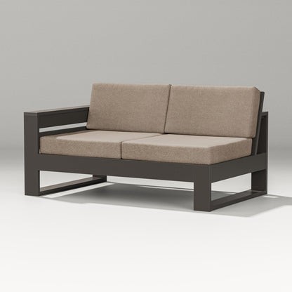 PW Designer Series Latitude Modular Left Arm Loveseat in Vintage Coffee / Spiced Burlap
