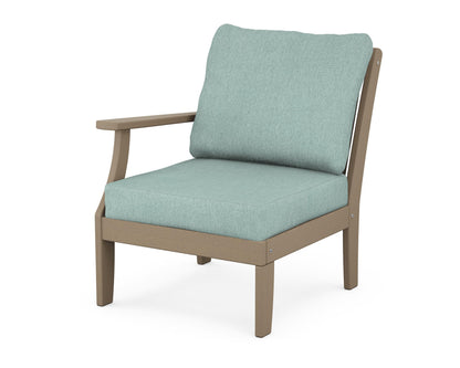 POLYWOOD® Braxton Modular Left Arm Chair in Vintage Sahara / Glacier Spa