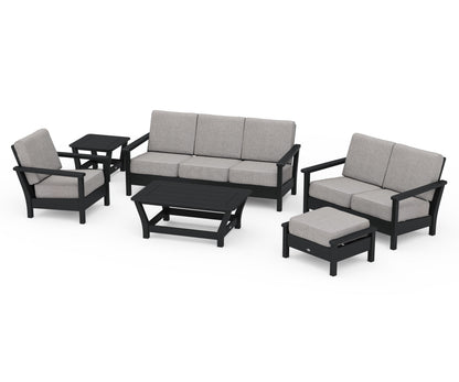 POLYWOOD® Harbour 6-Piece Outdoor Living Set in Black / Grey Mist