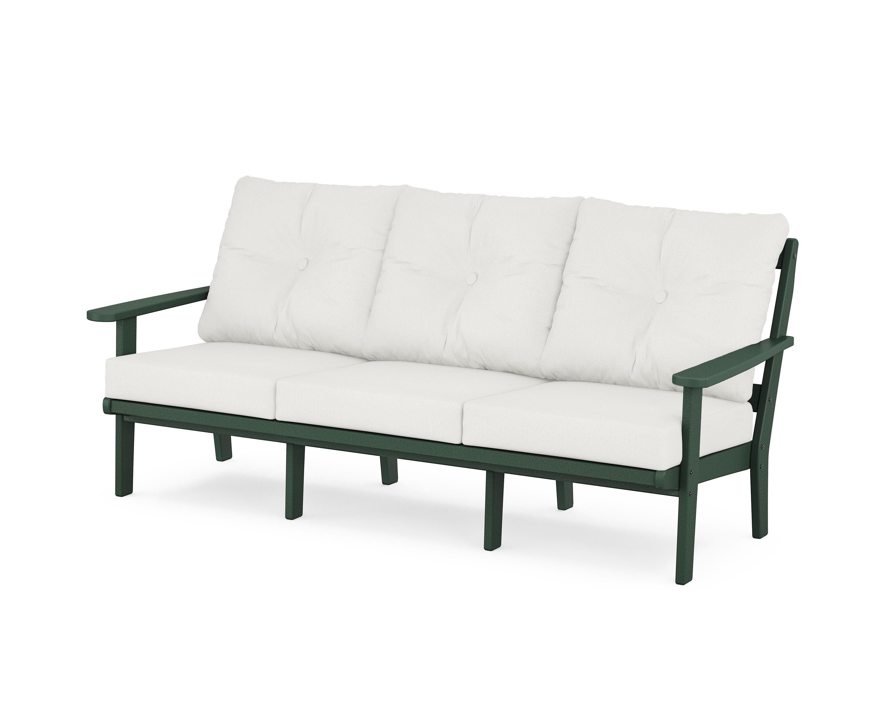 POLYWOOD® Mission Deep Seating Sofa in Green / Natural Linen