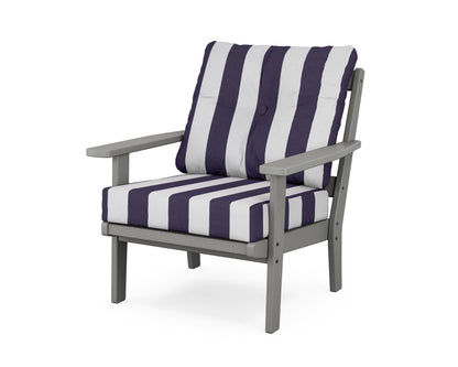 POLYWOOD® Oxford Deep Seating Chair in Slate Grey / Cabana Stripe Navy