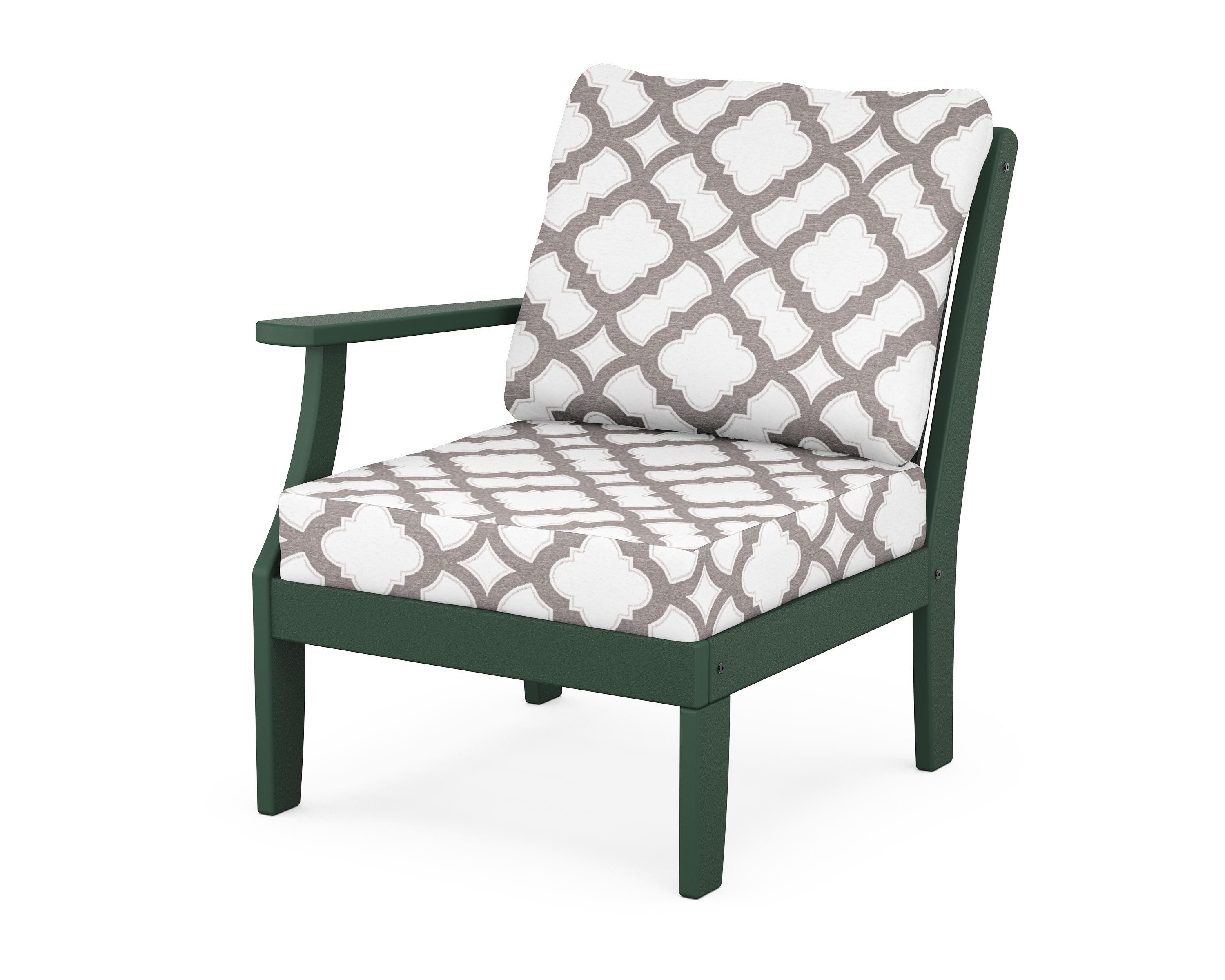 POLYWOOD® Braxton Modular Left Arm Chair in Green / Trellis Grey Mist