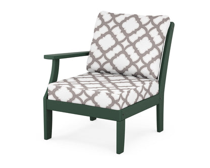 POLYWOOD® Braxton Modular Left Arm Chair in Green / Trellis Grey Mist