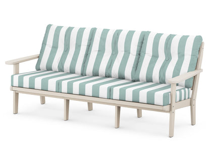 POLYWOOD® Lakeside Deep Seating Sofa in Sand / Cabana Stripe Glacier Spa