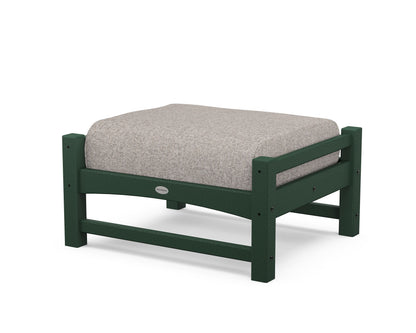 POLYWOOD® Club Ottoman in Green / Weathered Tweed