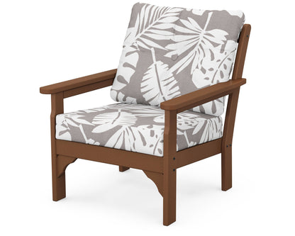 POLYWOOD® Vineyard Deep Seating Chair in Teak / Leaf Grey Mist