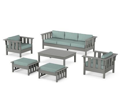 Martha Stewart by POLYWOOD® Acadia 6-Piece Lounge Sofa Set in Slate Grey / Glacier Spa