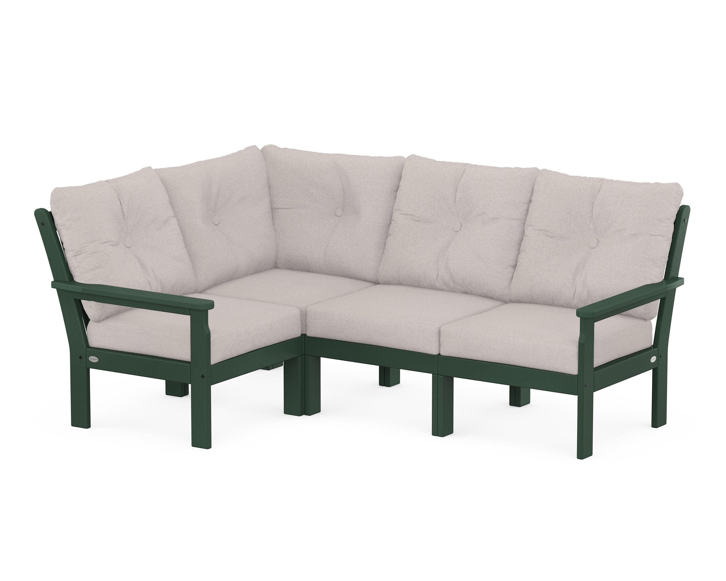 POLYWOOD® Vineyard 4-Piece Sectional in Green / Dune Burlap