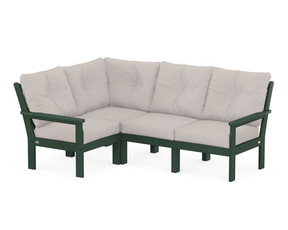 POLYWOOD® Vineyard 4-Piece Sectional in Green / Dune Burlap