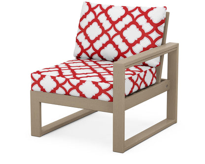 POLYWOOD® EDGE Modular Right Arm Chair in Vintage Sahara / Trellis Crimson