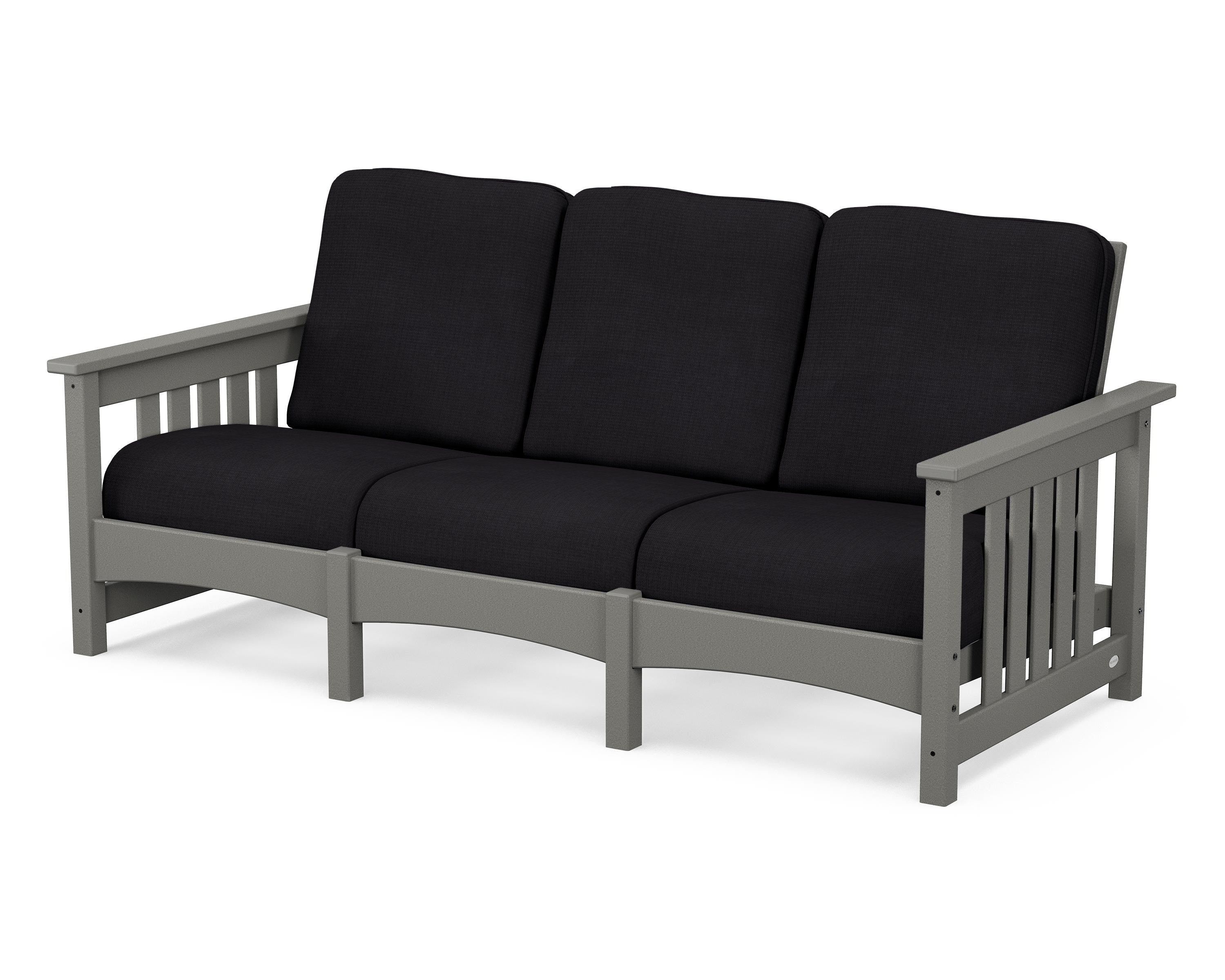 POLYWOOD® Club Mission Sofa in Slate Grey / Midnight Linen