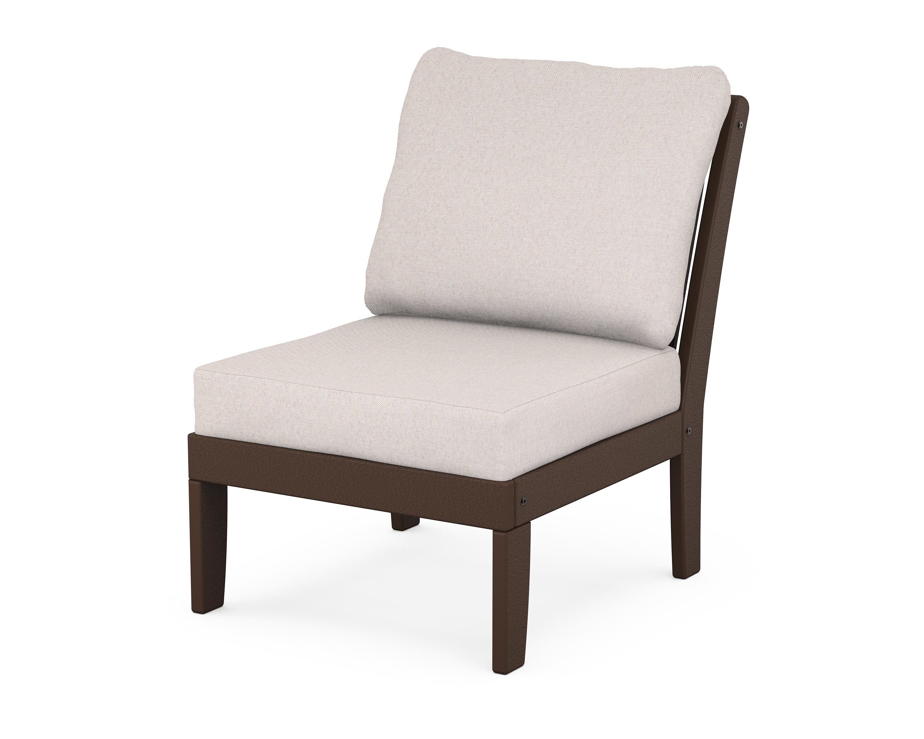 POLYWOOD® Braxton Modular Armless Chair in Mahogany / Dune Burlap