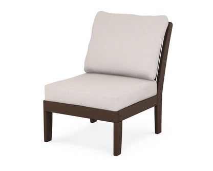POLYWOOD® Braxton Modular Armless Chair in Mahogany / Dune Burlap