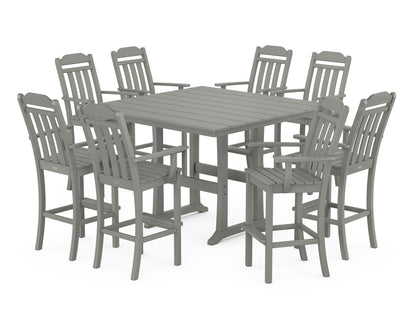 Country Living Cottage 9-Piece Farmhouse Bar Set with Trestle Legs in Slate Grey