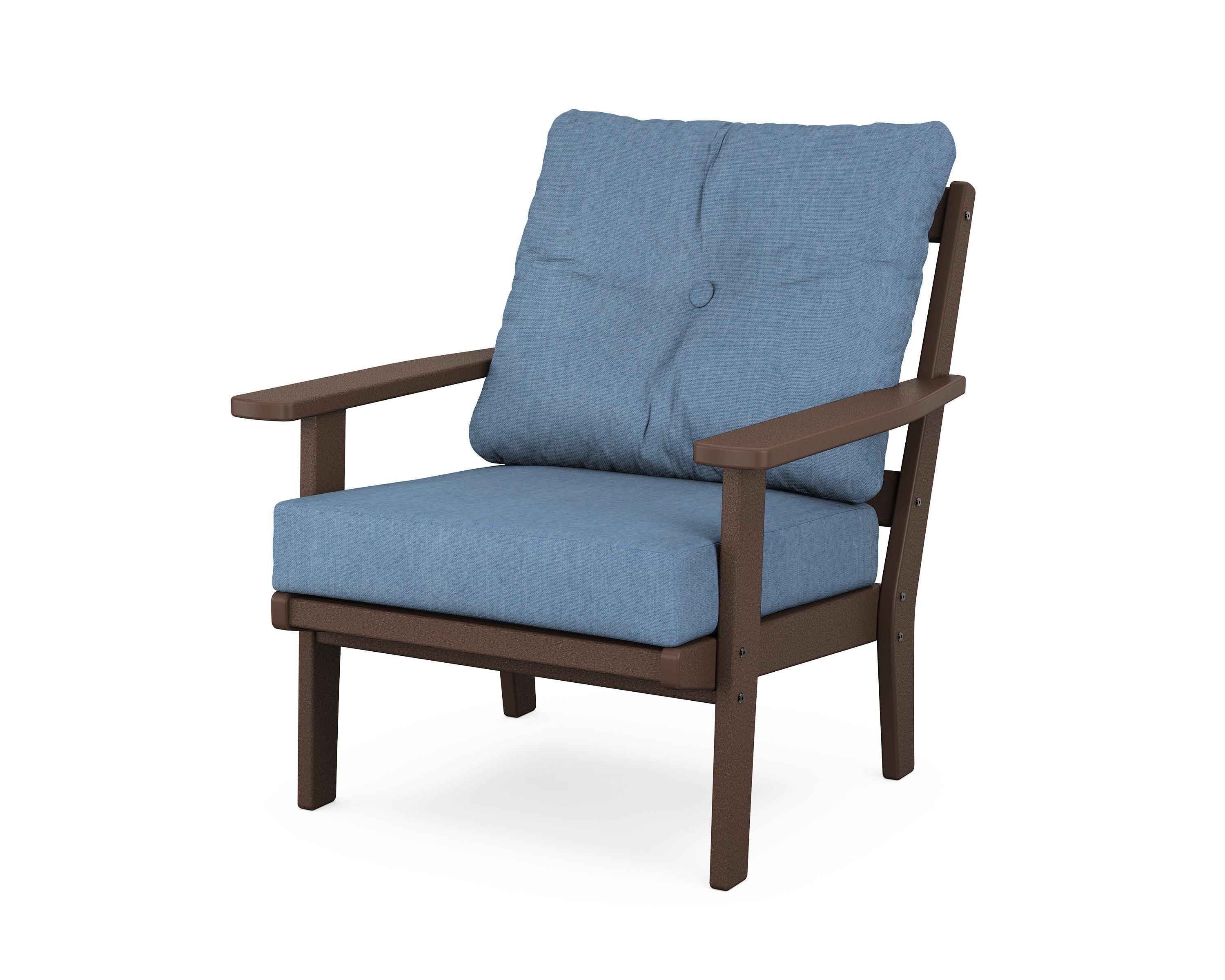 POLYWOOD® Oxford Deep Seating Chair in Mahogany / Sky Blue