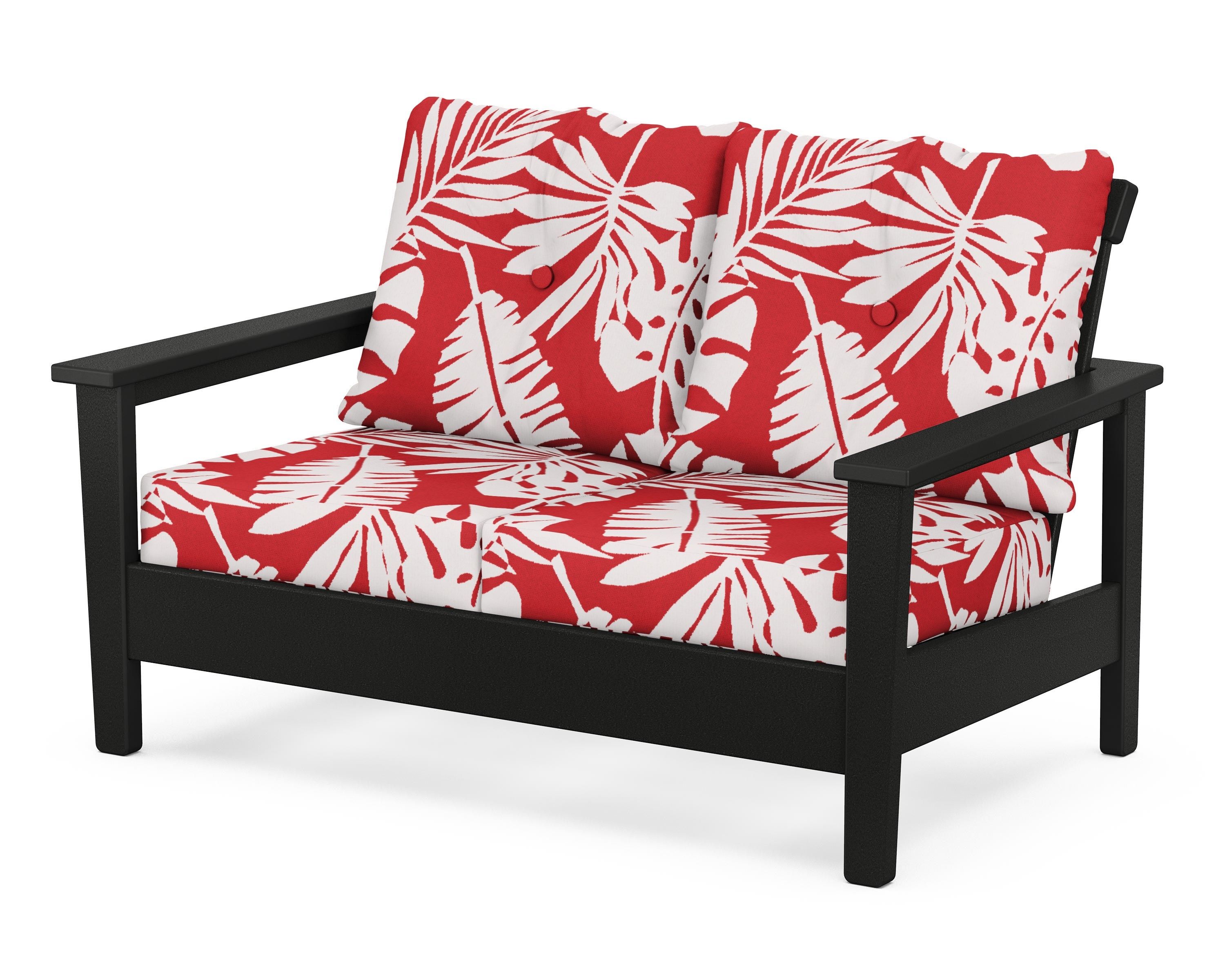 POLYWOOD® Prescott Deep Seating Loveseat in Black / Leaf Crimson