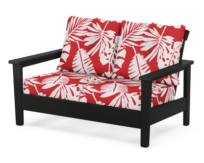POLYWOOD® Prescott Deep Seating Loveseat in Black / Leaf Crimson