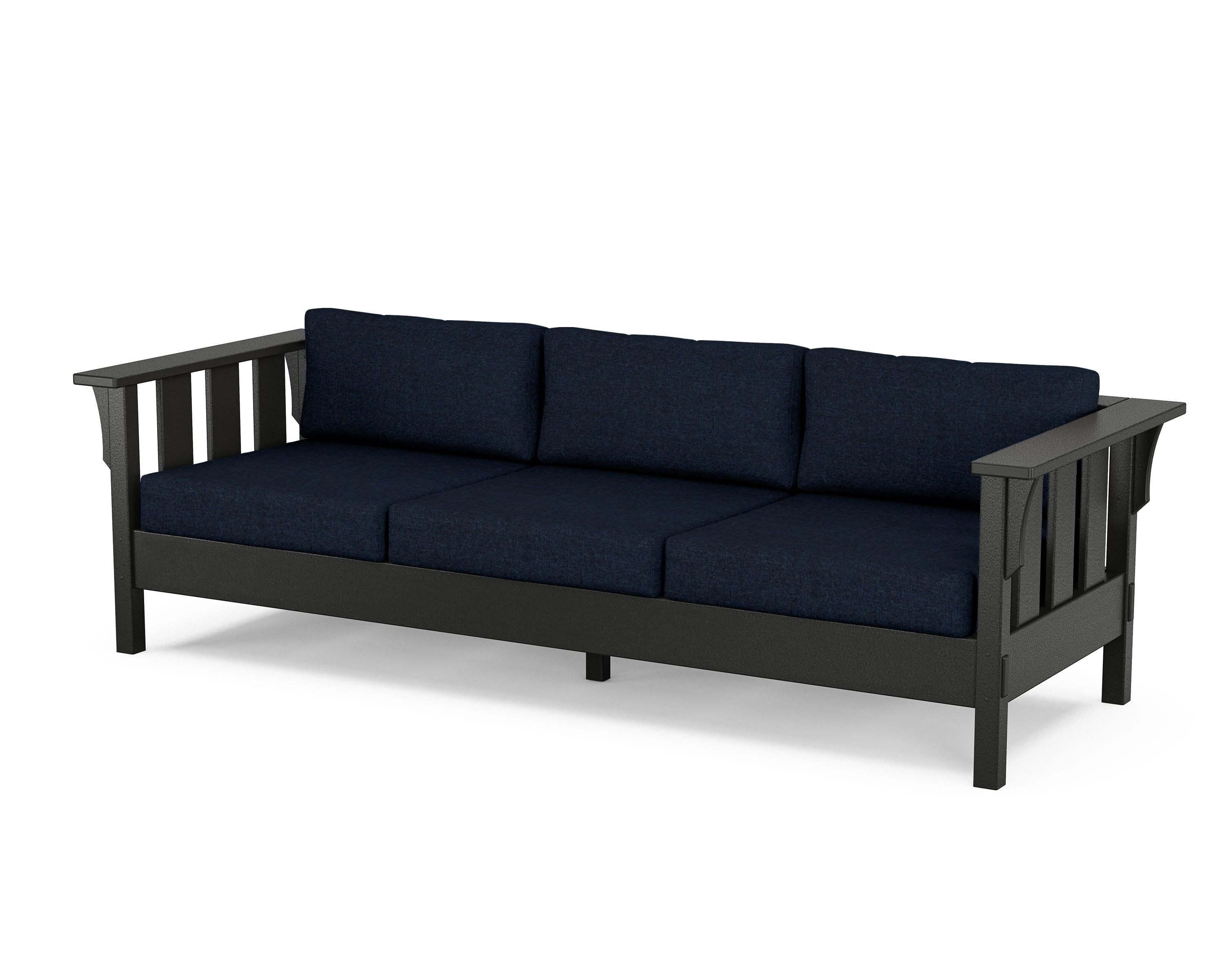 Martha Stewart by POLYWOOD® Acadia Deep Seating Sofa in Black / Marine Indigo