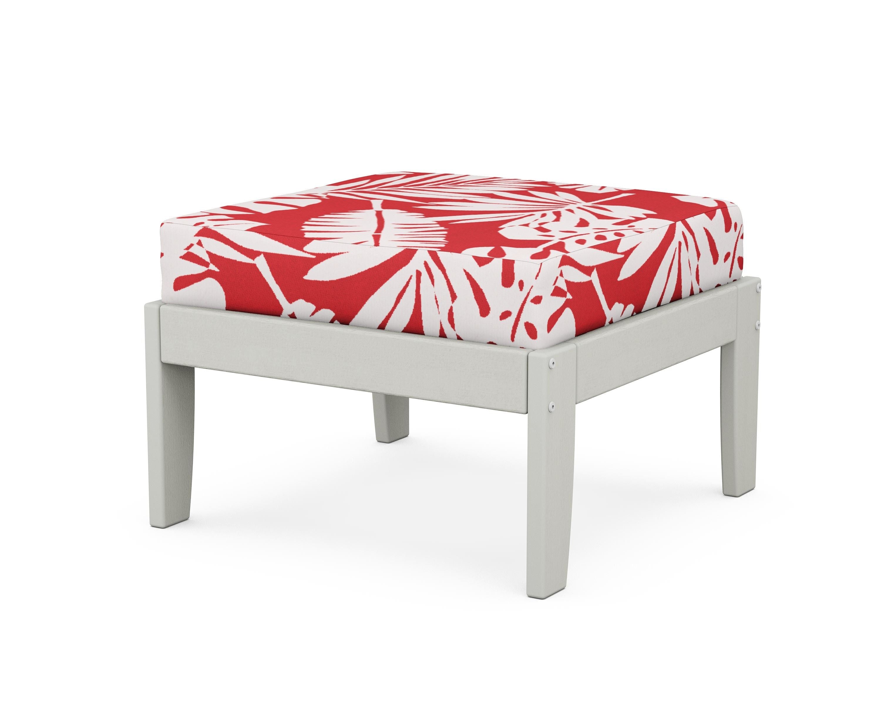 Unbranded Modular Ottoman - Classic in Vintage White / Leaf Crimson