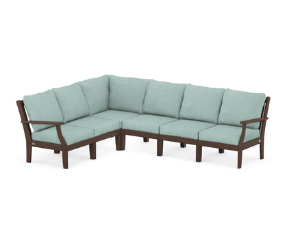 POLYWOOD® Braxton Modular 6-Piece Deep Seating Set in Mahogany / Glacier Spa