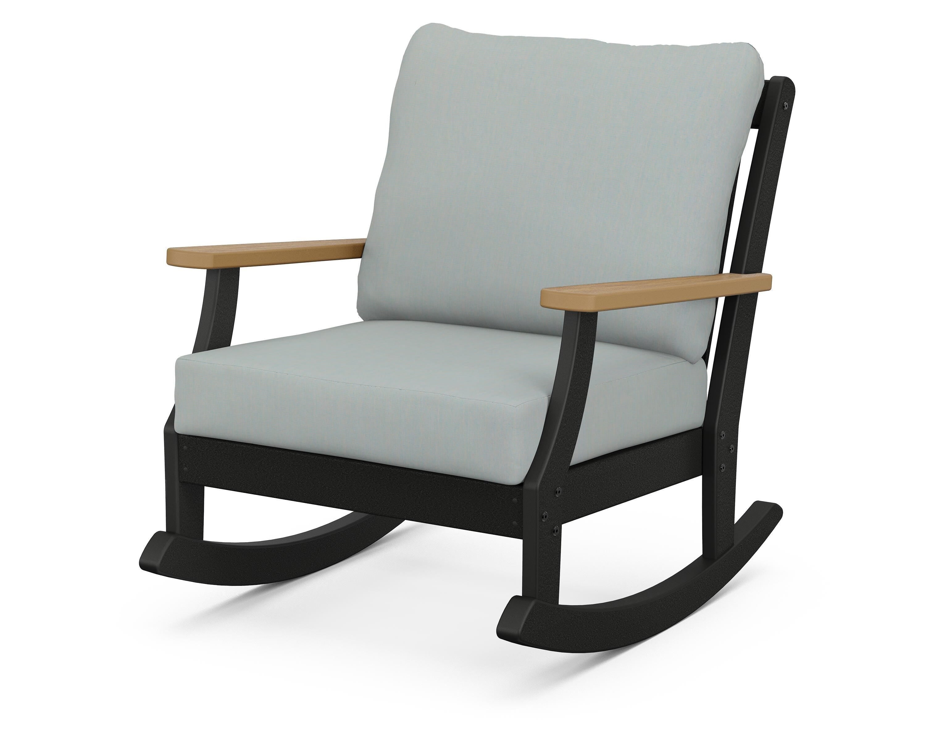 POLYWOOD® Braxton Deep Seating Rocking Chair in Black / Natural / Spa
