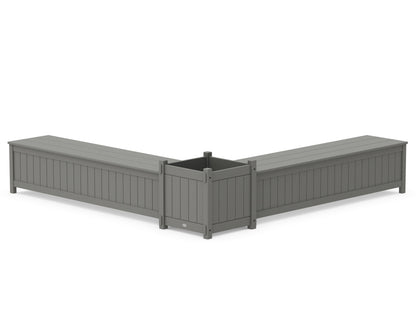 POLYWOOD® 72" Vineyard L- Shaped Planter Storage Bench Set- Large in Slate Grey
