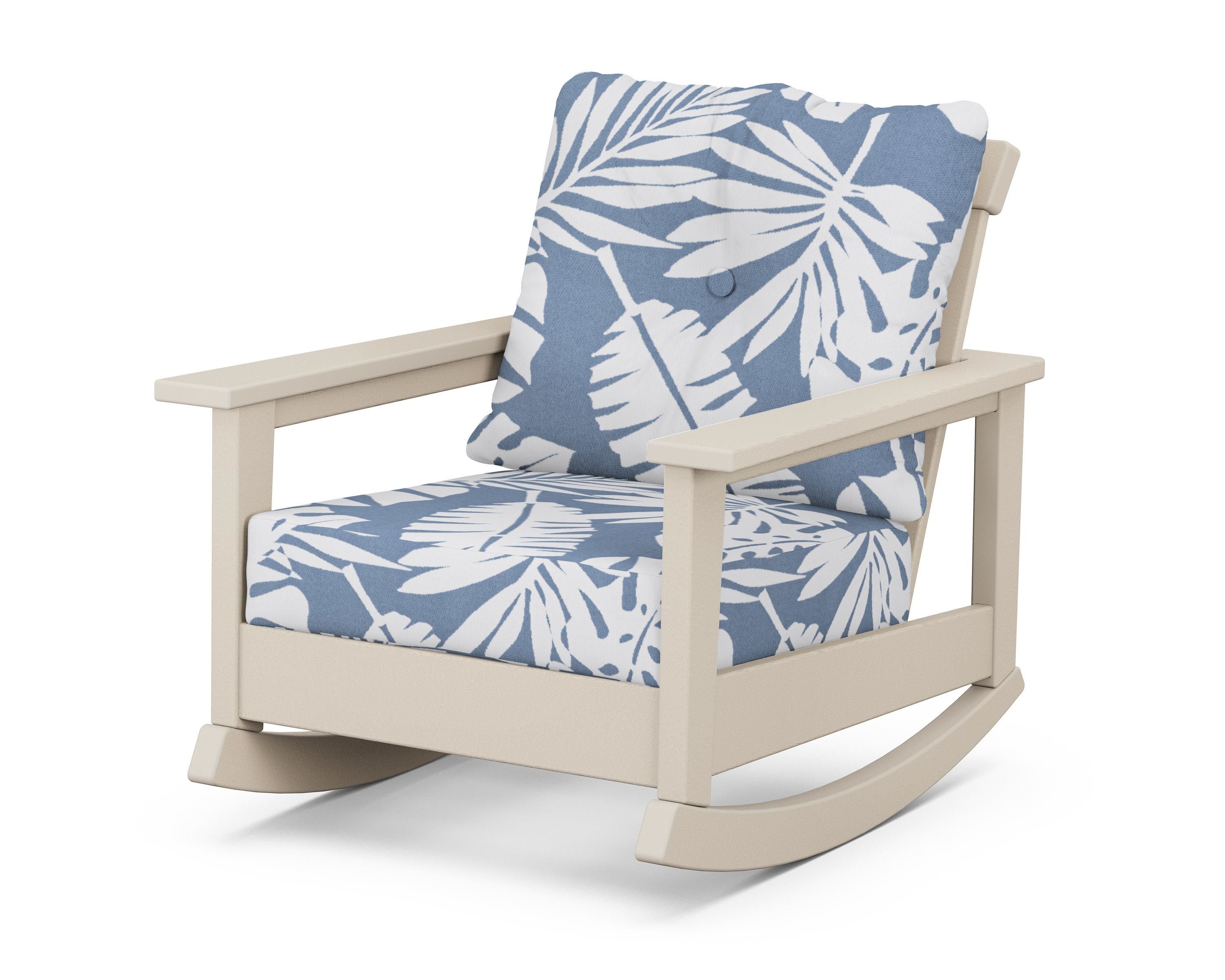 POLYWOOD® Prescott Deep Seating Rocking Chair in Sand / Leaf Sky Blue