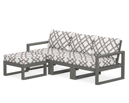 POLYWOOD® EDGE 4-Piece Modular Deep Seating Set with Ottoman in Slate Grey / Trellis Grey Mist