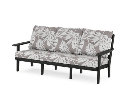 POLYWOOD® Oxford Deep Seating Sofa in Black / Leaf Grey Mist