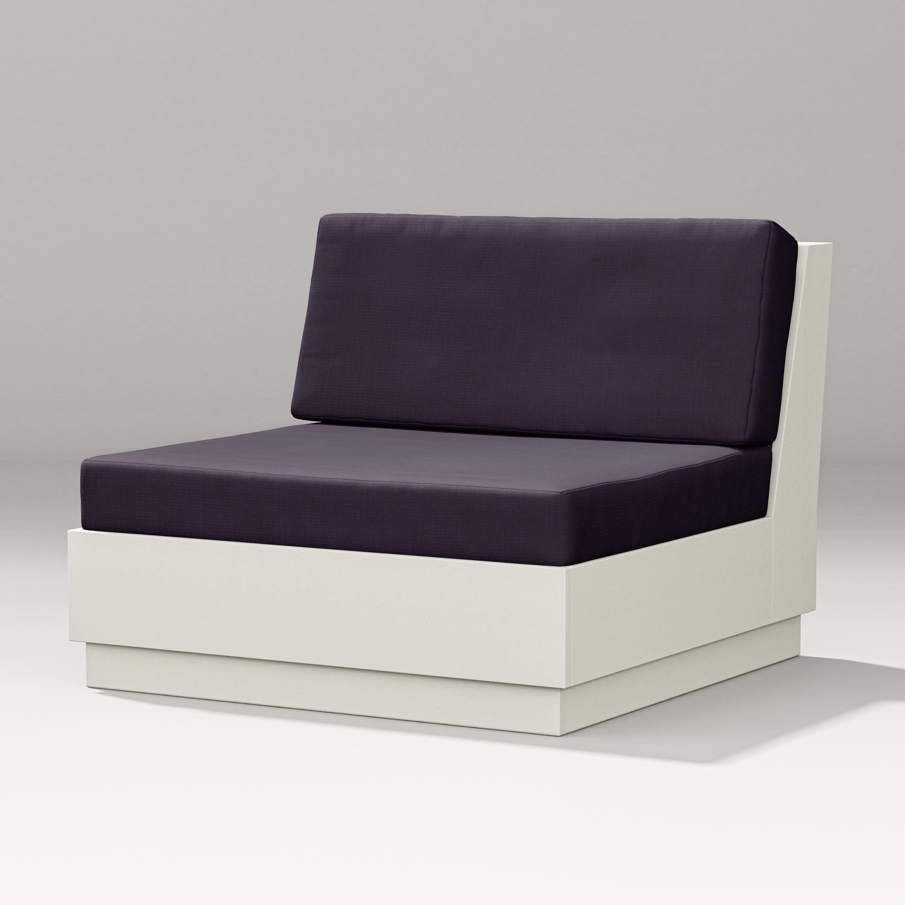 PW Designer Series Elevate Modular Armless Chair in Vintage White / Navy Linen