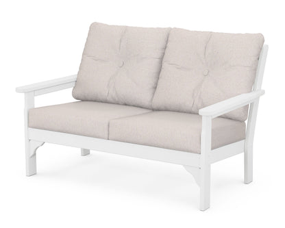 POLYWOOD® Vineyard Deep Seating Loveseat in White / Dune Burlap