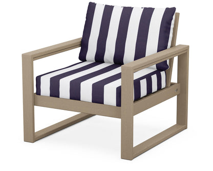 POLYWOOD® EDGE Club Chair in Vintage Sahara / Cabana Stripe Navy
