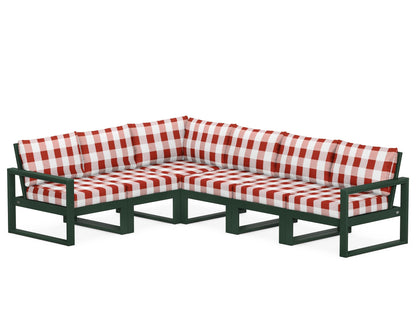 POLYWOOD® EDGE 6-Piece Modular Deep Seating Set in Green / Buffalo Plaid Crimson