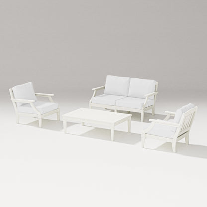 PW Designer Series Estate Lounge 4-Piece Loveseat Set in Vintage White / Natural