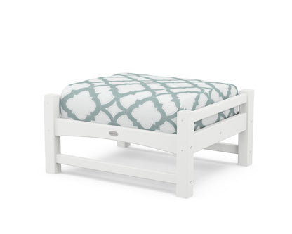 POLYWOOD® Club Ottoman in White / Trellis Glacier Spa