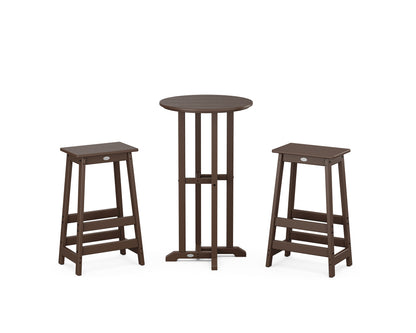 POLYWOOD® Modern Studio Bar Stool 3-Piece Bistro Set in Mahogany