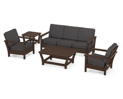 POLYWOOD® Harbour 5-Piece Deep Seating Set in Mahogany / Ash Charcoal